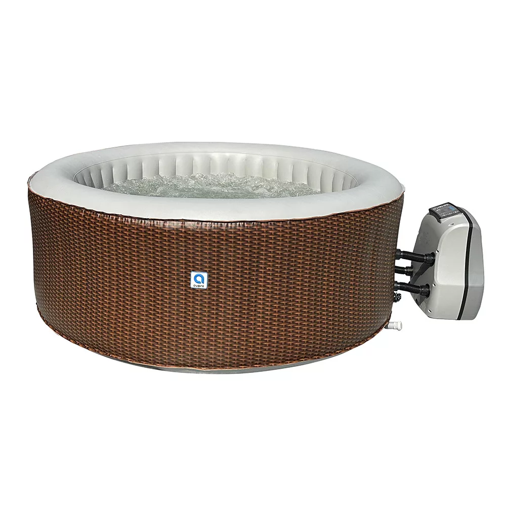 Avenli Nice barna rattan mint�s felf�jhat� jakuzzi, 204 x 70 cm, 1000 liter